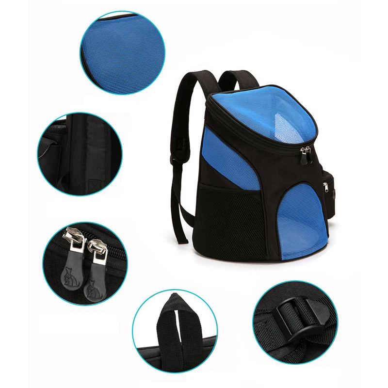 High Quality Dog Backpack Nylon Portable Zipper Breathable Pet Carrier Bags Outdoor Travel Double Mesh Cat Shoulder Bag For Pets