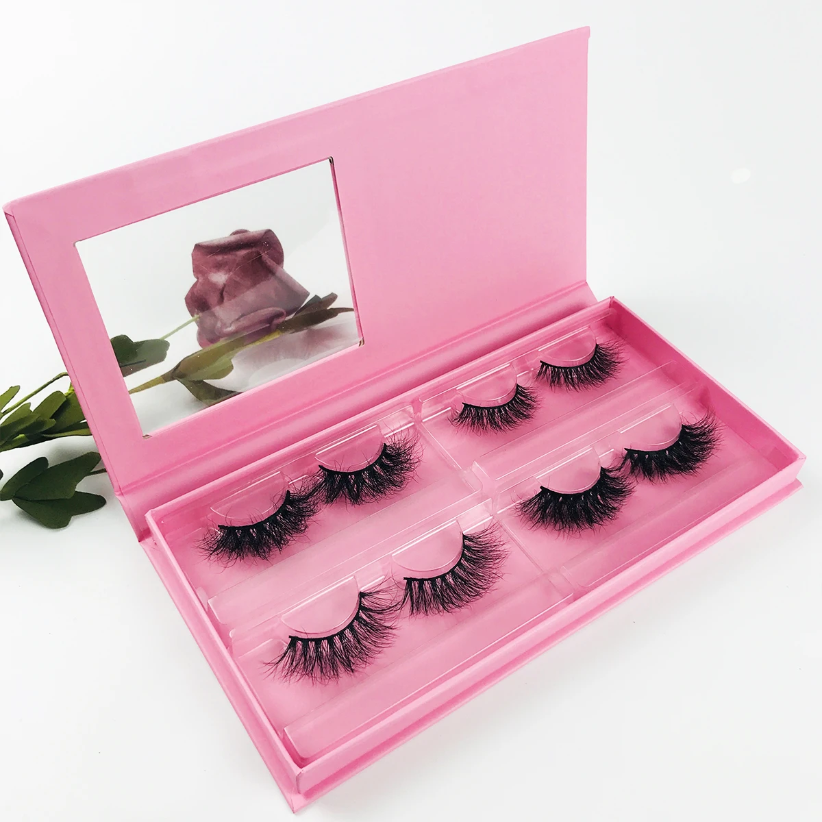 

FOXYFOX Print Logo Eyelash Packaging Wholesale Multiple pairs of eyelashes With Trays Bulk 25mm Mink Lashes packaging Box Makeup