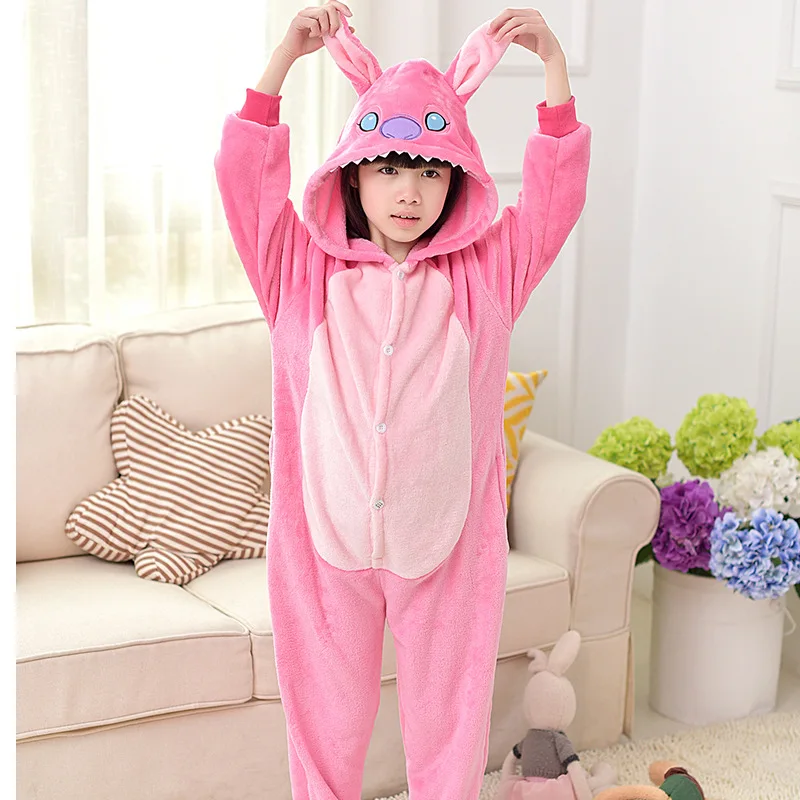 Kids Halloween Costumes Cartoon Animal Stitch Cute Outfit Flannel Special Party Boy Girl Onesie Pajama Suit