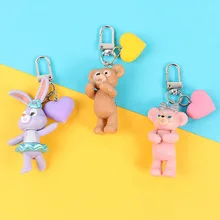 Dibujos Animados Stellalou conejo Duffy oso muñeca llavero colgante para bolso femenino accesorios coche colgante llaveros Linda muñeca llavero(China)