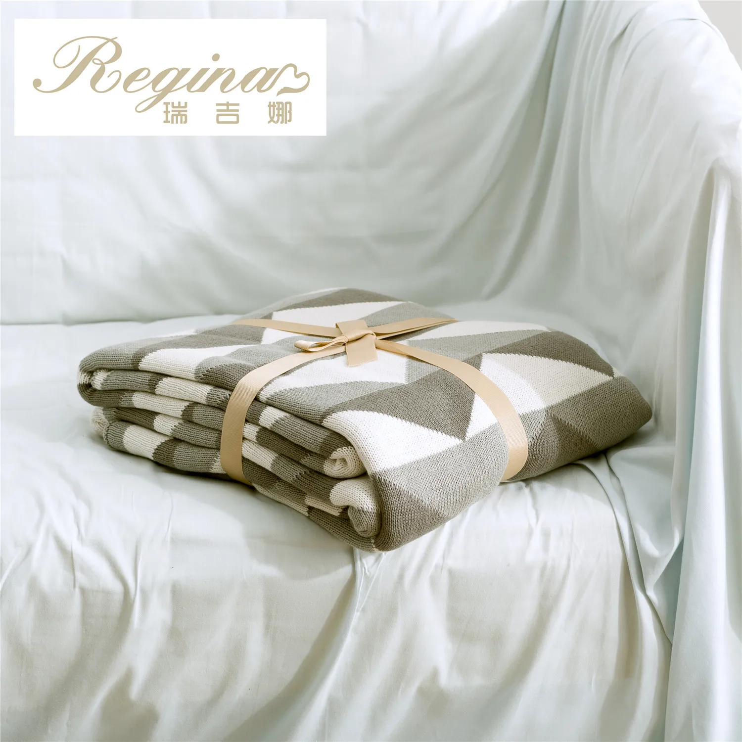 Ruijing текстиль геометрические все-хлопок вязаное одеяло диван одеяло с волнистым узором жаккардовые фотографии повседневное одеяло