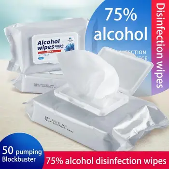 

50pcs/Pack Antiseptic Cleanser Cleaning Sterilization First Aid Home Medical Disinfection Portable 75% Alcohol Swabs Pads Wipes