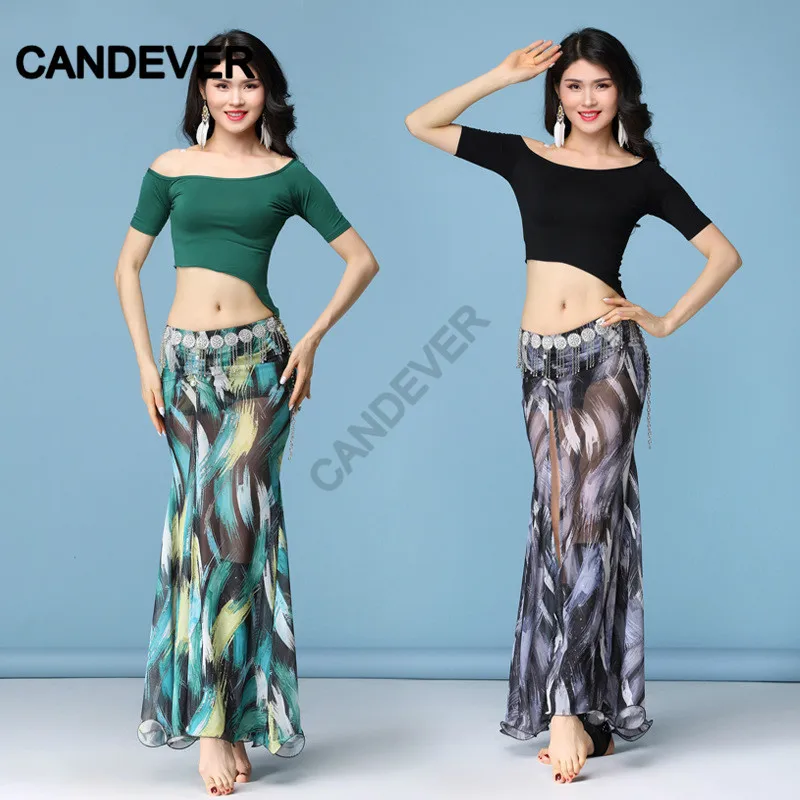 Женский костюм для танца живота профессиональный с длинным рукавом и цветочным