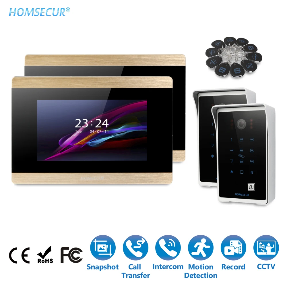 HOMSECUR 7\ Video Door Entry Phone Call System+Intra-monitor Audio Intercom BC081+BM715-G HOMSECUR 7\ Video Door Entry Phone Call System+Intra-monitor Audio Intercom BC081+BM715-G