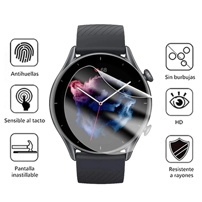 Screen Protectors Watch Screen Protector Watch Screen Protector Case Watch Protector Case Hydrogel Protective Film For Huami Amazfit GTR 3 Pro Smart Watch Screen Protector For Amazfit GTR 4 2e GTR3 Film Not Glass