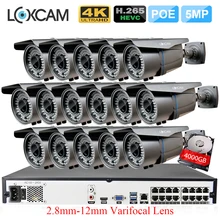 LOXCAM 16CH H.265+ 5MP POE NVR система видеонаблюдения 5MP 2,8-12 мм зум наружная Водонепроницаемая ИК ip-камера комплект видеонаблюдения 4 ТБ