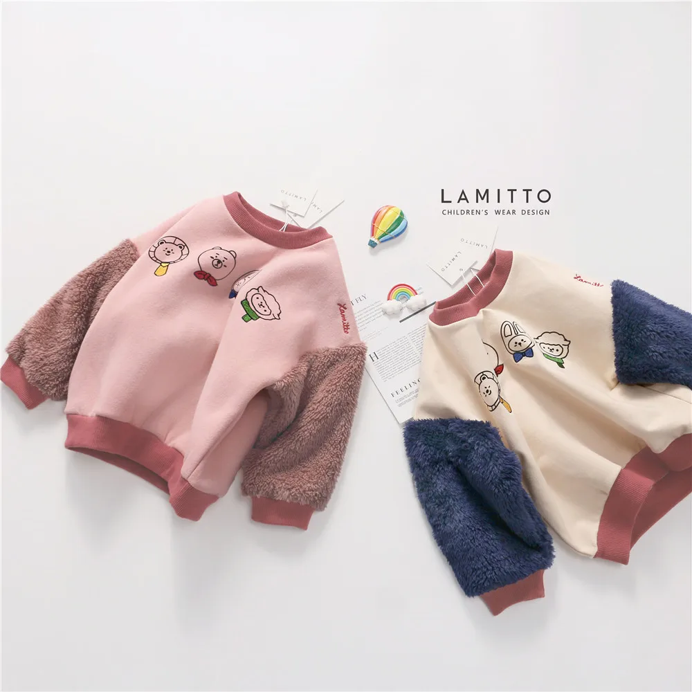 Детская флисовая толстовка Tonytaobaby кофта с длинными рукавами и мультяшным