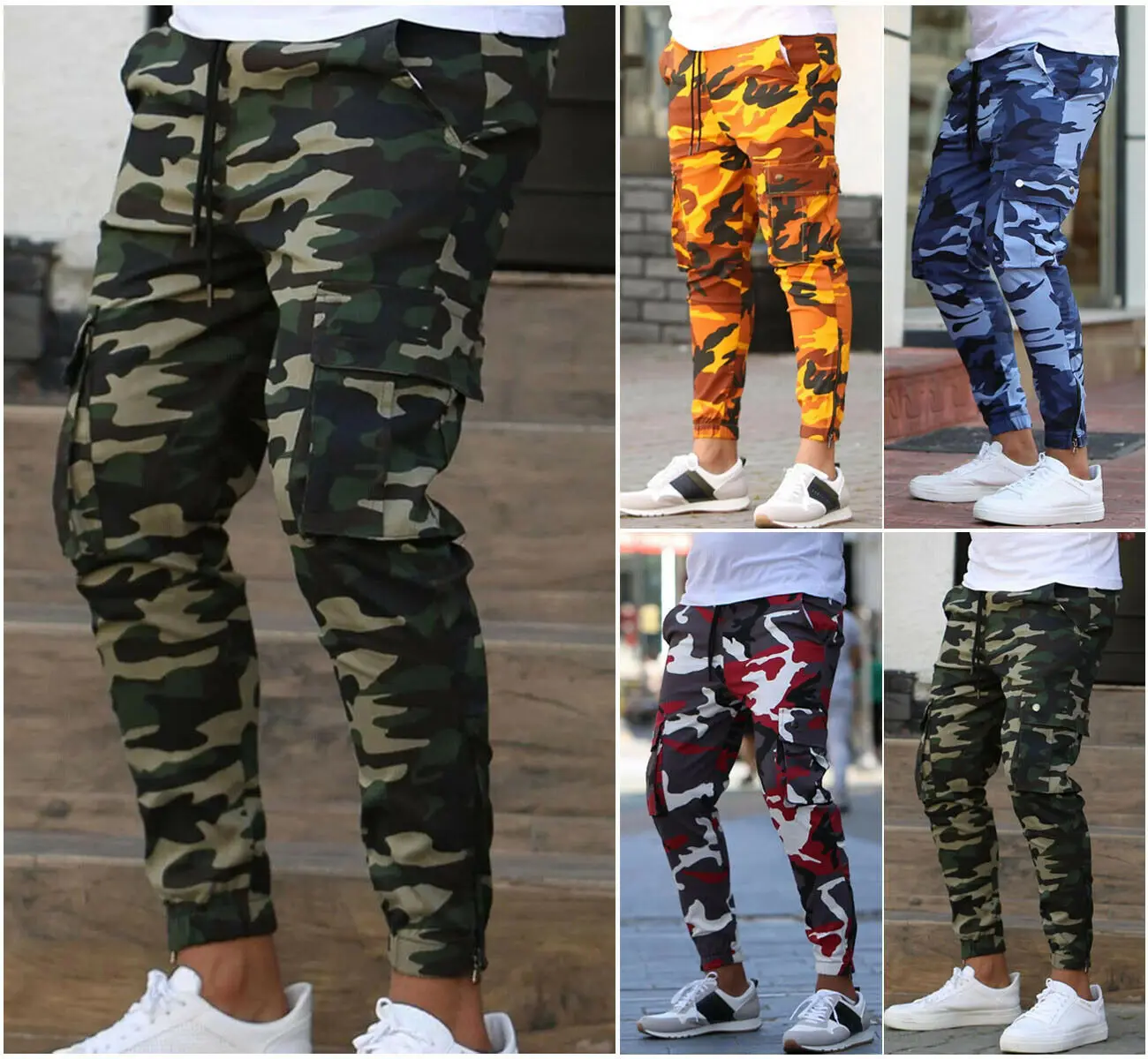 

Mens Jogger Pants Fashion New Track Slim Fit Fleece Workout Gym Basic Sports Camo Trousers