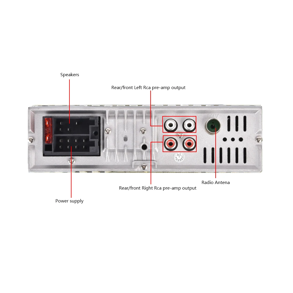 FM Aux, Receptor estéreo, SD USB, 12V