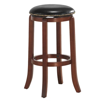 

Costway 29'' Swivel Bar stool Leather Padded Dining Kitchen Pub Bistro Chair Backless
