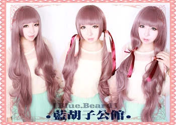 

Lolita Daily Cosplay Wigs High-temperature Fiber Synthetic Hair Gray Purple Mixing Long Big Wave Curly Hair + free hair net