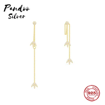 

Fashion Charm Sterling Silver Original 1:1 Copy,Yellow Silver Laurel Leaves Long Earrings Jewelry Gift Suitable For Female
