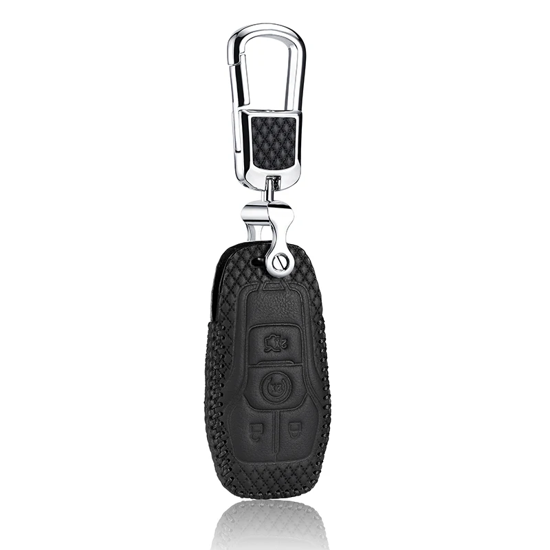 Luckeasy для ford F150 mustang lincoln MKC MKZ MKX кожаный чехол для ключей автомобиля key3 - Название цвета: Черный