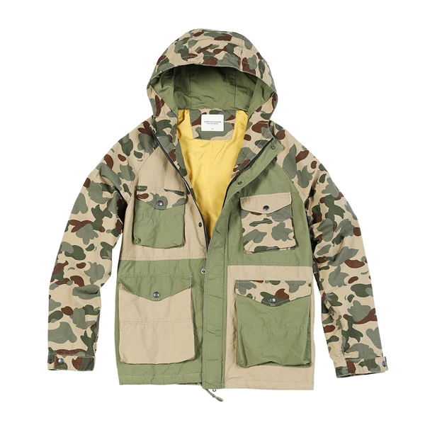 camouflage Мужская полевая куртка с капюшоном SIMWOOD, камуфлированная контрастная куртка составного кроя с несколькими карманами, верхняя одежда в стиле милитари, новая модель 190473 на осень и зиму - Цвет: camouflage