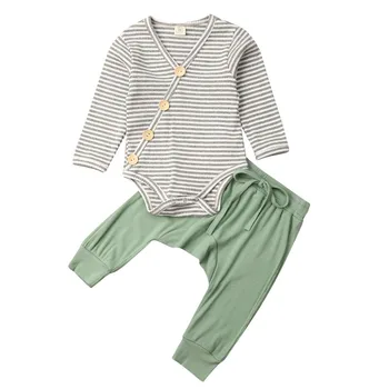 

2pcs Newborn Cotton Blend Fashion design Cute 0-18Months Baby Boys Tops Romper Bodysuit Jumpsuit Pants Outfits Clothes Set