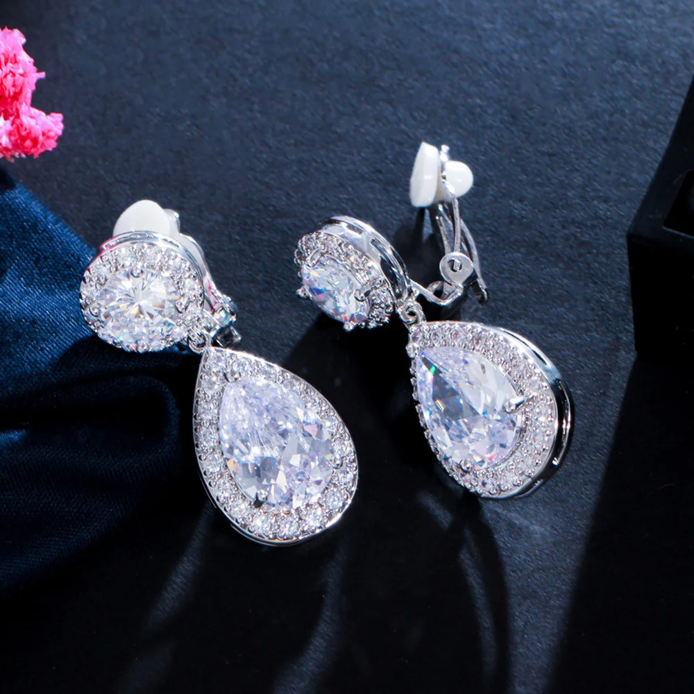 Orecchini A Clip Vogem In Cristallo Zirconia Cubica - Stile Vintage Ispirato A Kate Middleton, Viola, Ipoallergenici, Con Confezione Regalo