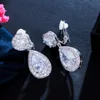 CWWZircons Non Pierced Ear Design Dangle Water Drop Cubic Zirconia Crystal Wedding Bridal Clip On Earring Without Piercing CZ102 1