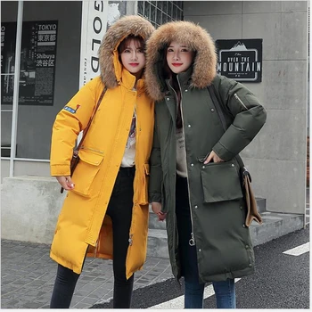 

2019 New Fashion Women Winter Jacket Cotton Padded Warm Thicken Ladies Coat Long Parka Women Detachable hood Jackets R246