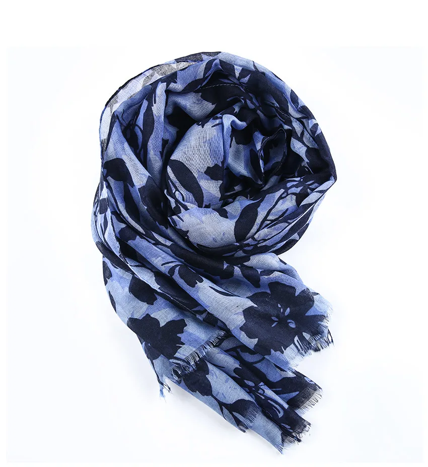 

2019 Newest Leaf Pattern Cotton Frayed Scarf 10pcs/lot