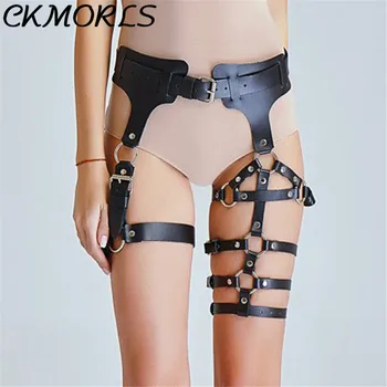 

CKMORLS PU Leather Harness Belt Fetish Women Leg Harness Bondage Garter Belt Sexy Harajuku Thigh Body Suspenders Restraints Belt