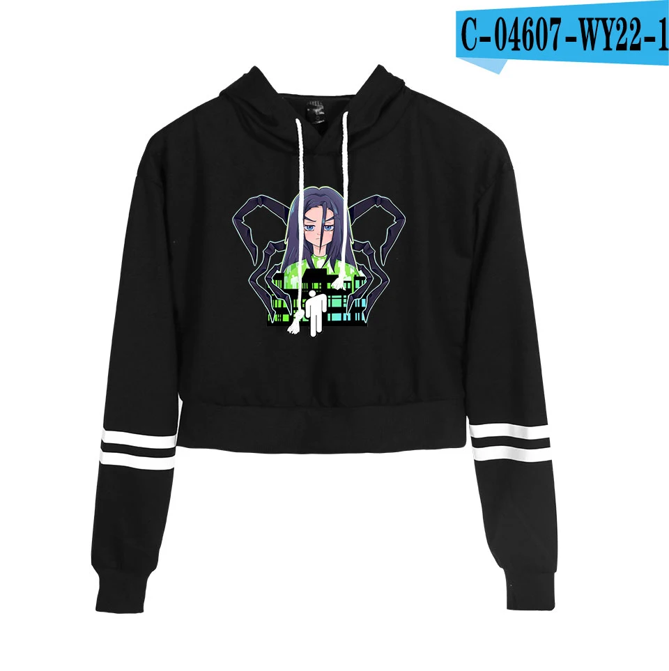 Billie Eilish, толстовки, одежда Billie Eilish, худи для женщин, с капюшоном, Harajuku, уличная одежда, укороченный топ, толстовка, одежда размера плюс - Цвет: black