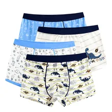 Детское нижнее белье для мальчиков детские шорты с героями мультфильмов трусы-боксеры для маленьких мальчиков трусы-боксеры в полоску для подростков 4-14T 4 шт./лот TOBANI