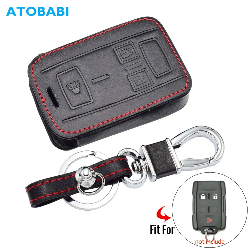 Чехол для ключей из натуральной кожи для GMC Canyon Sierra Yukon Chevrolet Silverado Colorado Tahoe Suburban Smart Remote Fob Защитная крышка