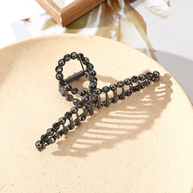 AWAYTR Rhinestone Metal Hair Claw Crab Clip For Women Girls Shiny Barrette Hairpin Crystal Pearl Hair Accessories Jewelry Gift CB0879A 11cm