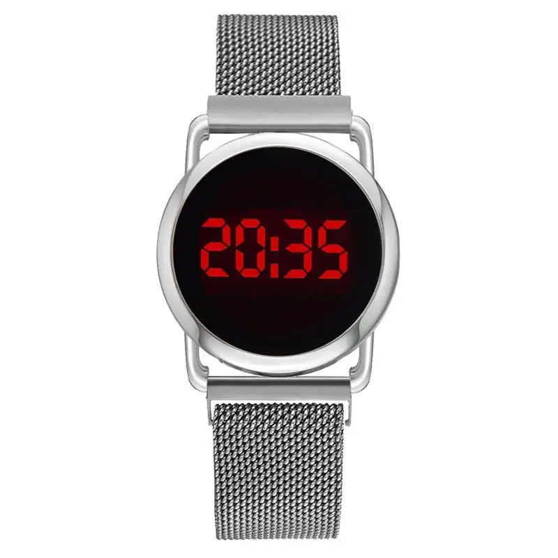 Reloj de lujo de acero inoxidable para mujer, cronógrafo Digital con imán,  pulsera LED, femenino