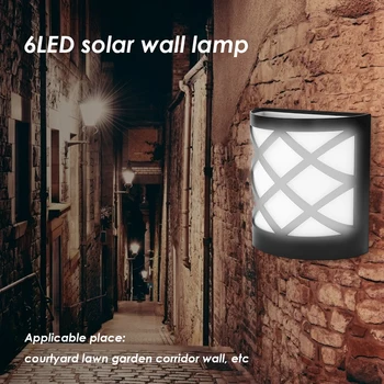 

Outdoor Fence IP55 Solar Porch Light 6 LED Wall Garden Yard Waterproof Lamp for Household Outdoor Courtyard Ornament