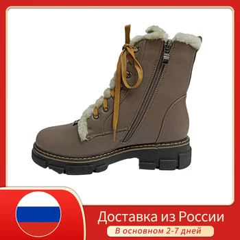 

Ankle Boots Shoes For Women 2020 Autumn Fashion Artificial Leather Thick Super Warm Plush Motorcycle Martin shoes Short Boots