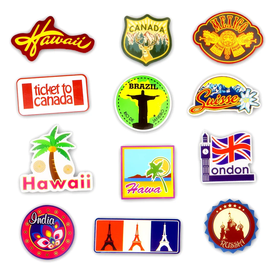 100 PCS Travel Graffiti Stickers Around the World Retro Building Sign Funny Decal Sticker to DIY Luggage Laptop Phone Car Fridge