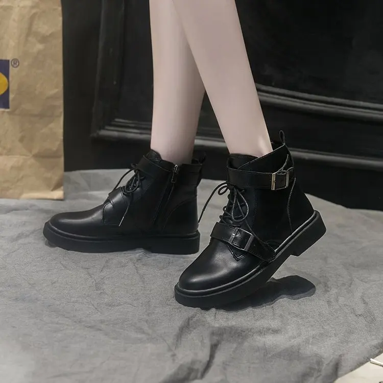 Новые женские зимние ботинки женские повседневные туфли на плоской подошве без шнуровки ботильоны на платформе женские Ботинки martin на молнии mujer X747