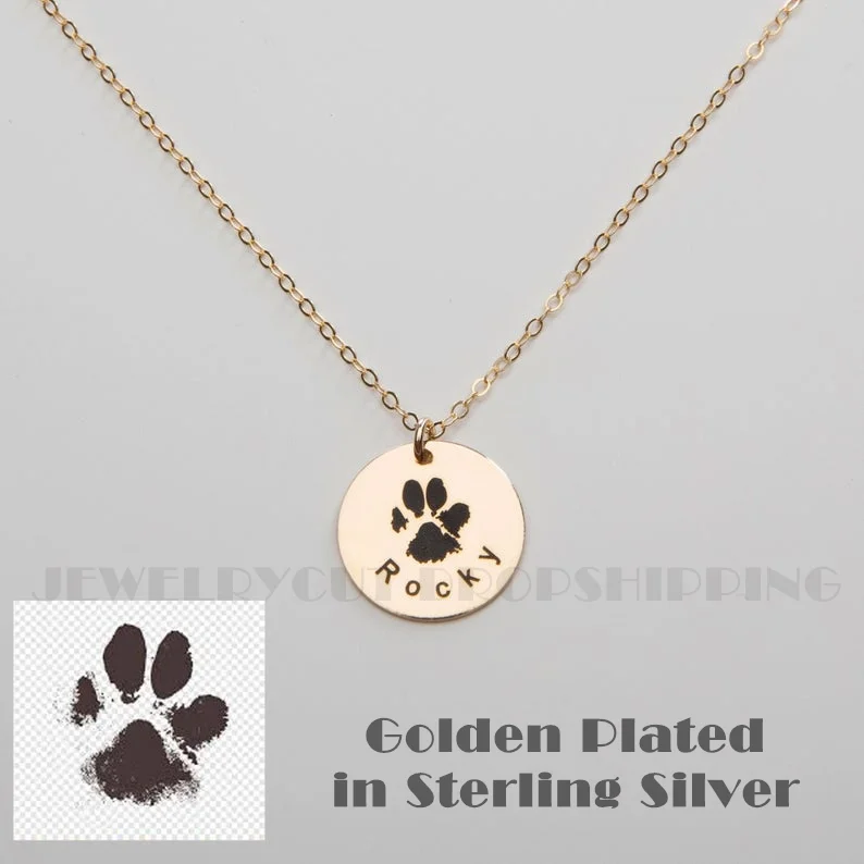 Paw Print Necklace Sterling Silver Paw Print Tag Necklace Pet Memorial Necklace  Dog Lover Gift Cat Lover Gift Animal Lovers Jewelry - Etsy