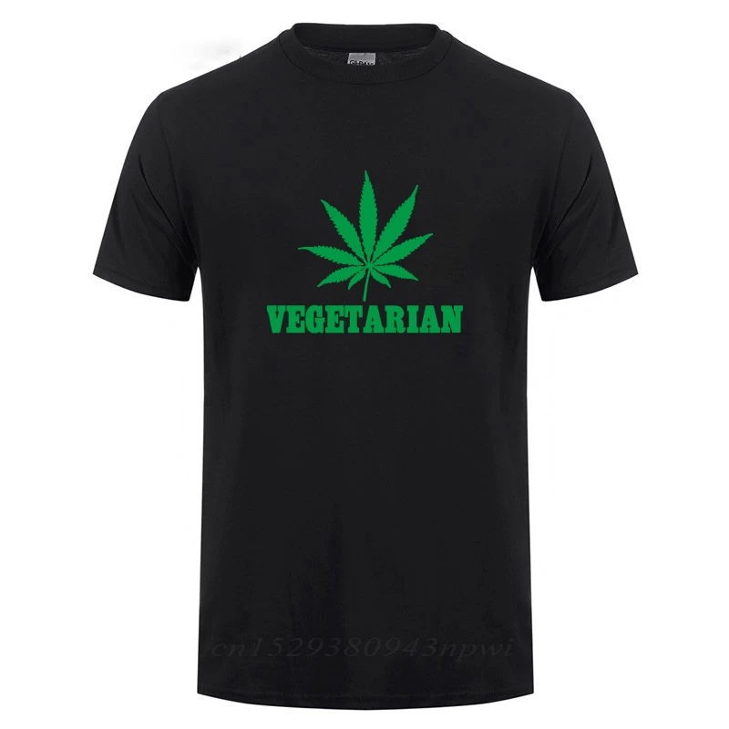 

Vegan Vegetarian Weed Gift T Shirt For Men Male Animal Lover Statement T-Shirt Green Hemp Leaves Short Sleeve Funny Tshirt