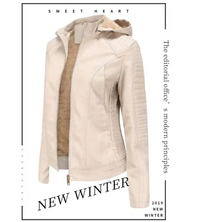 Новинка 2019, Европейская и американская Женская куртка большого размера, бархатная кожаная осенняя и зимняя теплая куртка с капюшоном