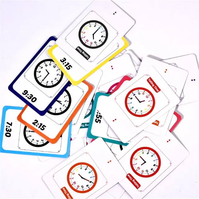 Telling Time Flash Cards Montessori Toy for Children Kids Early Preschool Telling Time Cards 2