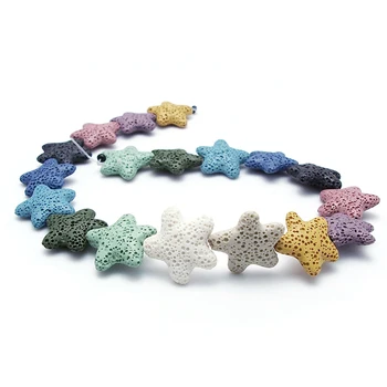 

10pcs Mixed 23mm Natural Stone Colorful Star Lava Stone Beads for Diffuser Necklace Pendant Bracelets Jewelry Making