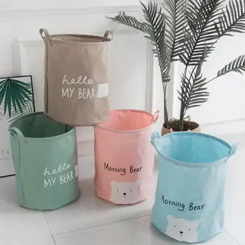 

Cartoon Bear Folding Waterproof Laundry Hamper Clothes Storage Baskets Home decoration Storage barrel kids toy organizer bucket
