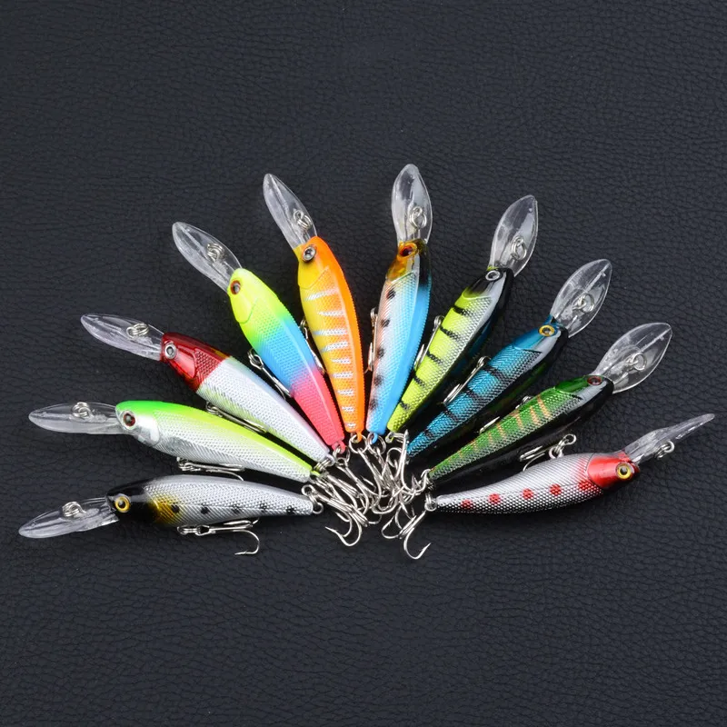 

10pcs Lures Bait 10-Color Set Bionic Bait Minnow Lure 9 Cm/8.3G Plastic Hard Bait Foreign Trade Selling Fishing
