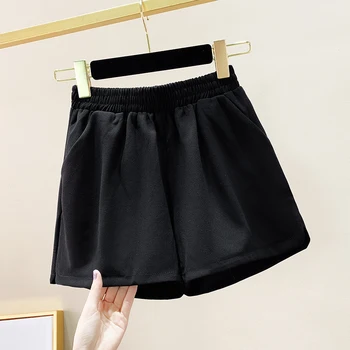 

COIGARSAM Plus Size Casual Loose Women Shorts Black 4XL 1845