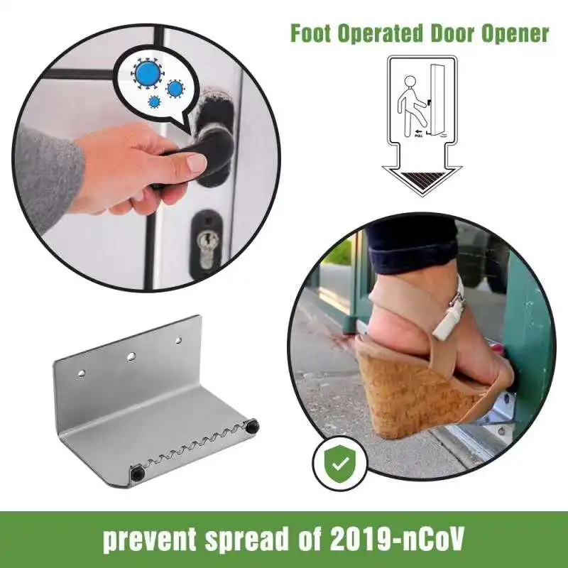 Top Quality Stainless Steel Hands Free Foot Operated Door Opener Handle Bracket 3mm Thick Convenience Door Opener