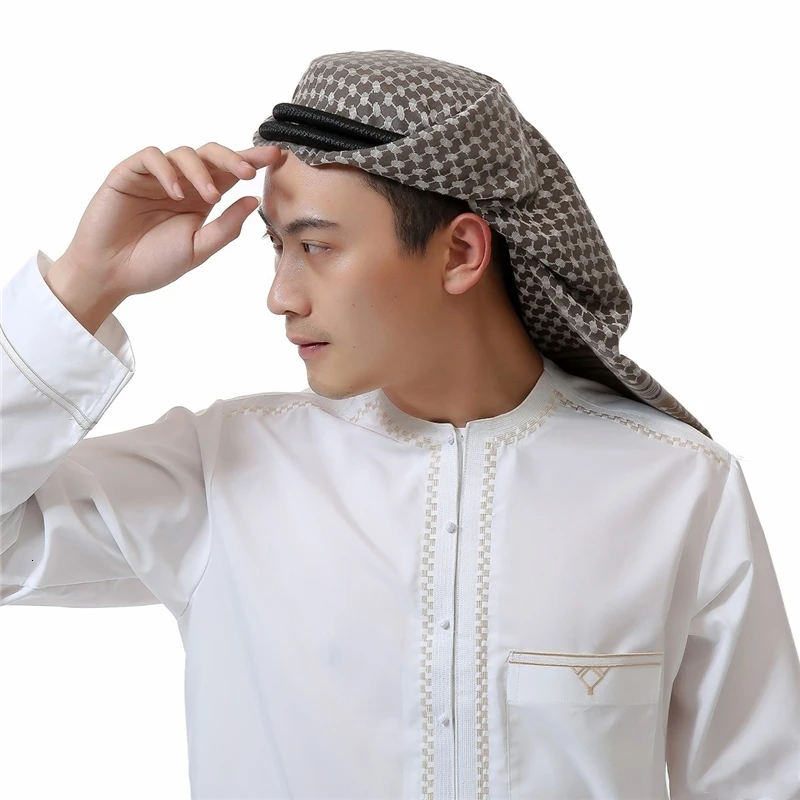 Мусульманмужской мусульманский, арабский хиджаб мусульманская одежда Eid шифон Tangle тюрбан Дубайский платок шарфы для мужчин 135*135 см молитвенные шляпы - Цвет: Color2