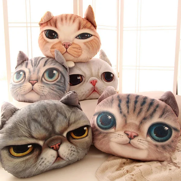 Подушка 3D с рисунком кота 35x29 см, подарок на день рождения, мягкие удобные прочные для автомобиля офис MYDING