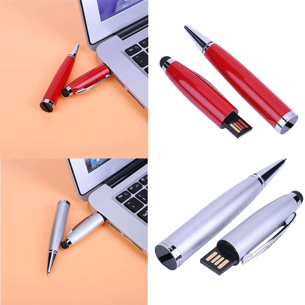 Pack of 2, 3 in 1 Function, USB2.0 Flash Drive Pen 16GB, Stylus Pens, Ballpoint Writing Pencil for Computer