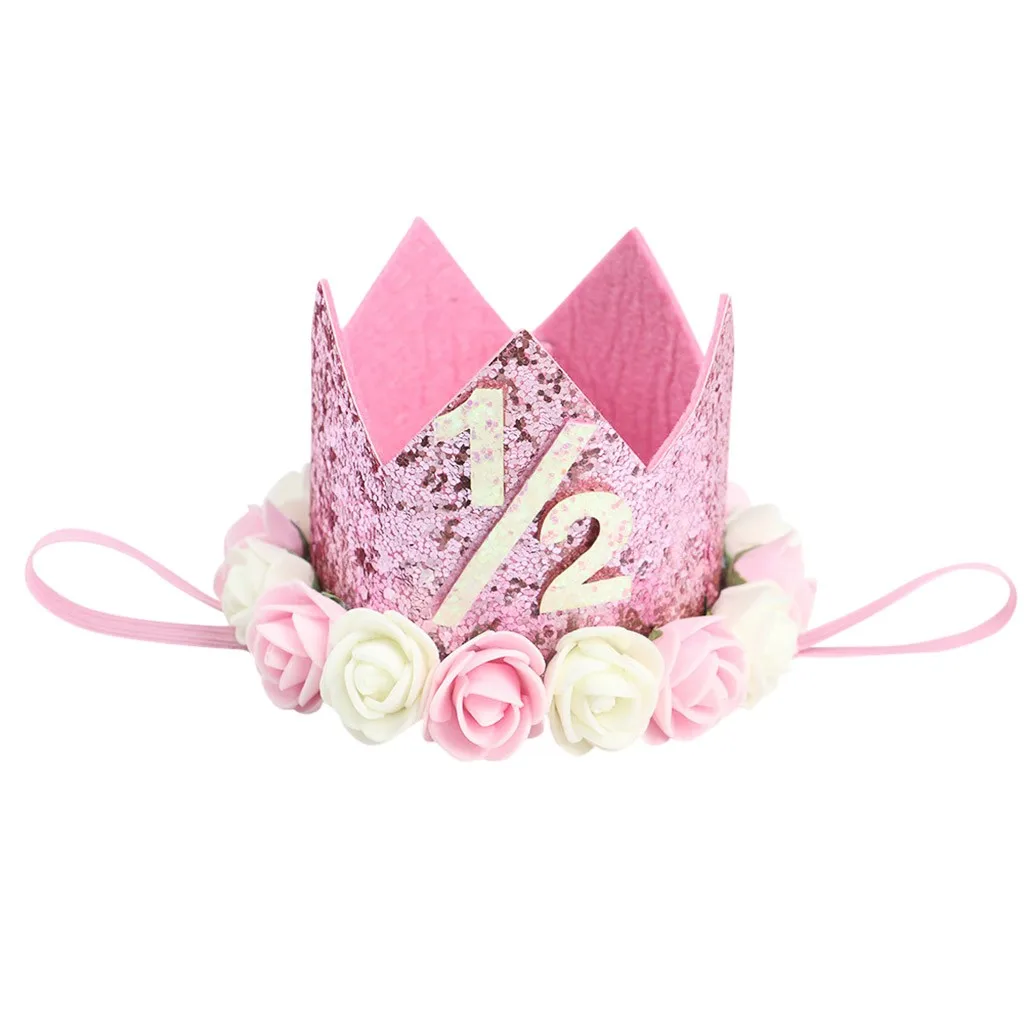 Children's Rose Crown Digital Hair Band Baby Birthday Party Performance Photo Headdress Accessories Princess Tiara Headband | Детская