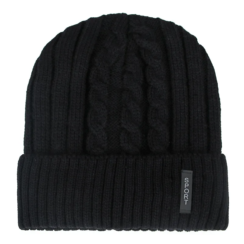 Winter Fahion Acrylic Plus Velvet Cold Protection Knitted Hat Skullies&Beanies Men's Winter Hat Earmuffs Knit Warm Hat Man Cap