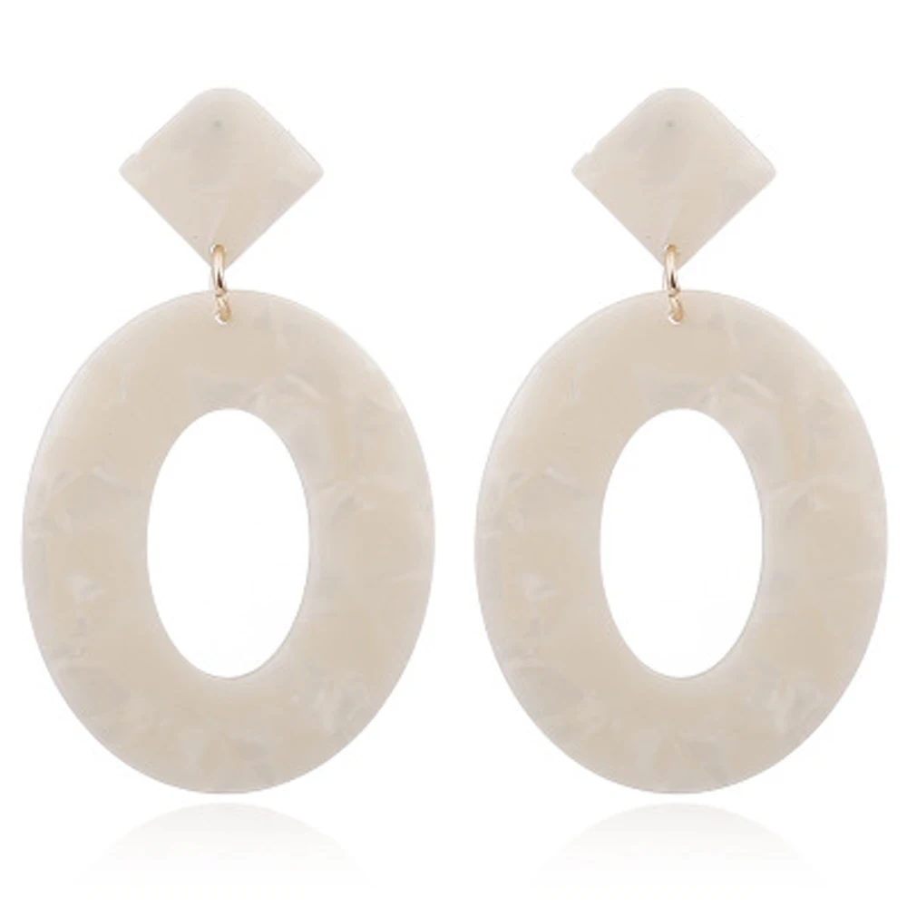 

2019 Fashion ZA Jewelry Acrylic Resin Oval Dangle Earrings for Women Geometry Big Circle Tortoiseshell Earrings Acetate Brincos