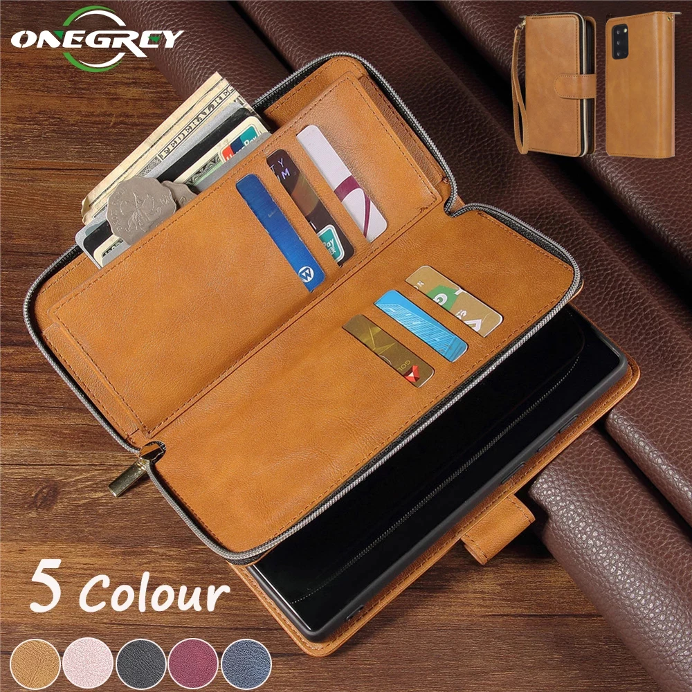 Leather Retro Magnetic Zipper Flip Case For Samsung Galaxy S21 S20 FE S10 E S9 S8 Note 20 10 Ultra Plus Lite A91 A81 Phone Cover | Мобильные