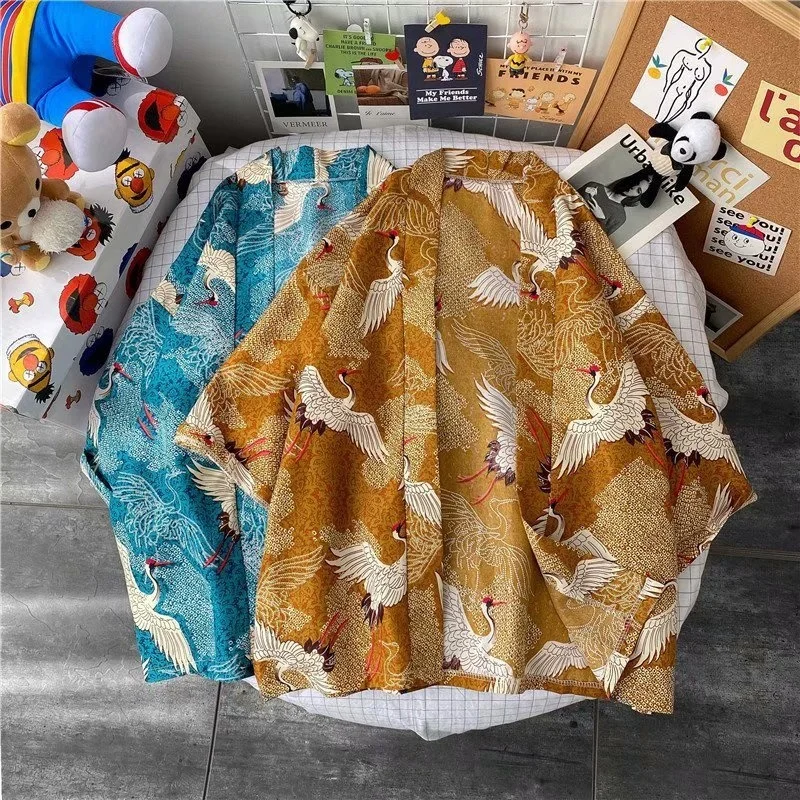 V-hanver Kimono Man Japanse Kleding Yukata Mannelijke Samurai Kostuum Haori Obi Strand Mannen Kimono Vest Japanse Streetwear Jas